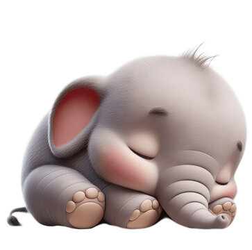 3d animals ellefant hippobaby animal png, isolated on transparent background, object haracter png baby animals. Sleeping hippopotamus 