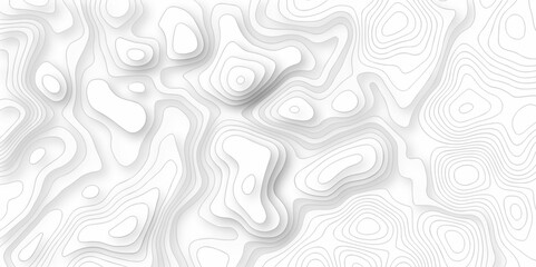 Topography wave line vector grid map. white wave line geography landscape Topo contour map on white background. Geographic mountain relief diagram line wave carve pattern.