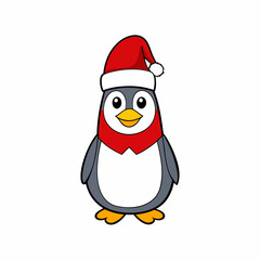 create a full funny christmas penguin vector  illustration