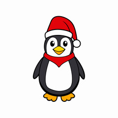 create a full funny christmas penguin vector  illustration