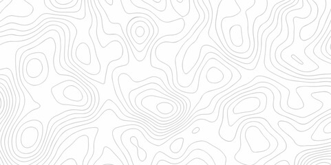 Fototapeta premium Vector white wave line geography landscape Topo contour map on white background. Geographic mountain relief diagram line wave carve pattern. Topographic world map contour lines map texture.