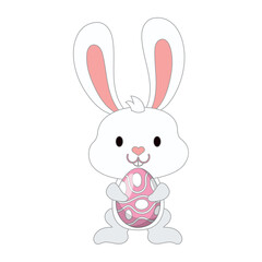 Cute easter bunny cartoon Kawai Vector