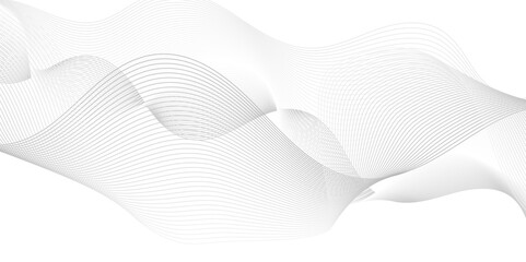 Abstract white and gray light blend paper wave line space. gradient and white wave curve creative technology flowing particles lines background. Modern flowing wave lines glowing moving sound.