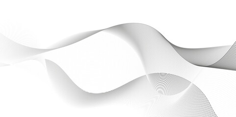 Abstract white and gray light blend paper wave line space. gradient and white wave curve creative technology flowing particles lines background. Modern flowing wave lines glowing moving sound.