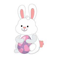 Cute easter bunny cartoon Kawai Vector