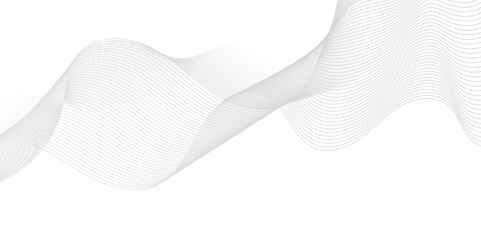 Abstract white and gray light blend paper wave line. abstract gradient and white wave curve creative technology flowing particles lines background. Modern flowing wave lines glowing moving sound.