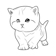 Cute Kitten drawing vector illustration for coloring book page for kids