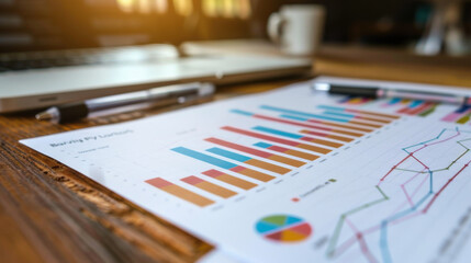 Detailed financial charts showing profit and loss statistics for a company's quarterly performance.