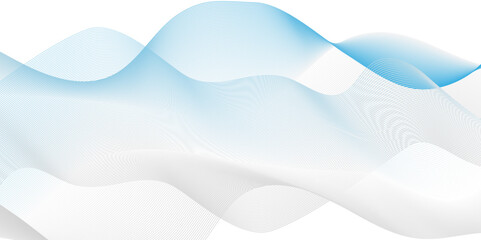 Abstract white and blue light blend paper wave line space. gradient and white wave curve creative technology flowing particles lines background. Modern flowing wave lines glowing moving sound.