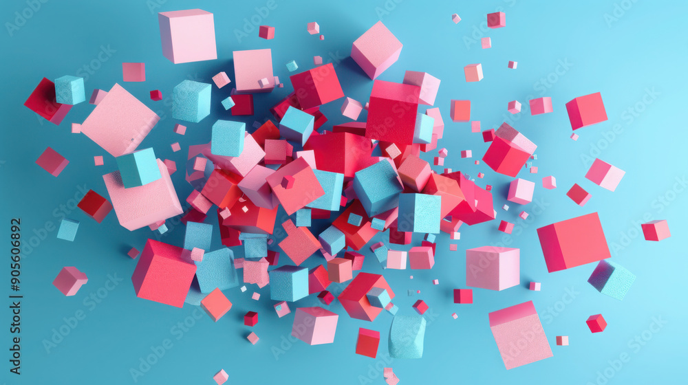 Poster abstract 3d rendering of geometric shapes. composition with squares. cube design. modern background 
