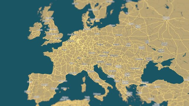 Europe Zoom Effect Map Background