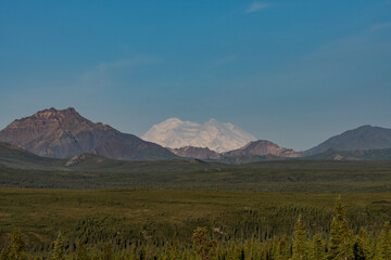 Naklejka premium Denali / Mount McKinley is the highest mountain peak in North America, Located in the Alaska Range in the interior of the U.S. state of Alaska, Denali National Park and Preserve