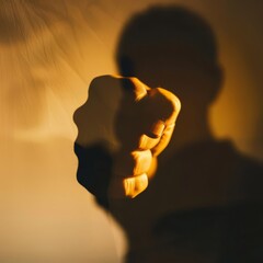 hatred and anger close up, focus on, copy space         Double exposure silhouette with clenched fist