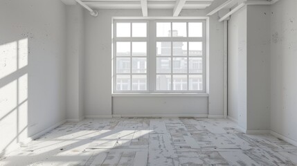 Room with white walls and window unoccupied