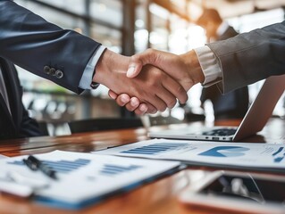 Develop a visual guide on financial negotiations for business deals front view to enhance skills digital tone Tetradic color scheme