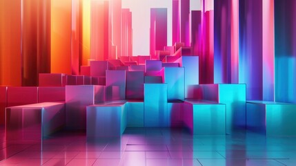 Generate a visual tutorial on financial benchmarking for businesses side view to improve performance futuristic tone Triadic Color Scheme