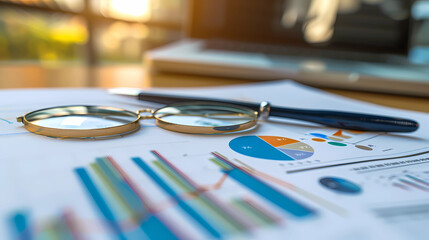 Business audit stock financial finance management on analysis data strategy with graph accounting marketing or report chart economy investment research profit concept