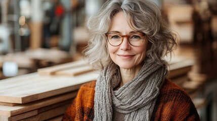 Woodworker in workshop, smiling