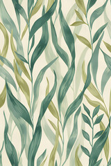 Abstract Green Leaves Seamless Pattern