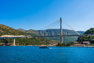 Obraz premium View of cable-stayed suspnsion bridge in Dubrovnik, Croatia