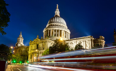 St. Paul's cathedral at night, London, UK