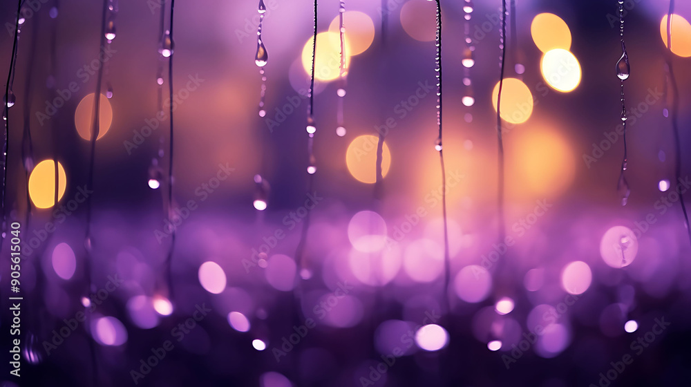 Poster purple bokeh effect cascading light in the background, enhancing visual allure