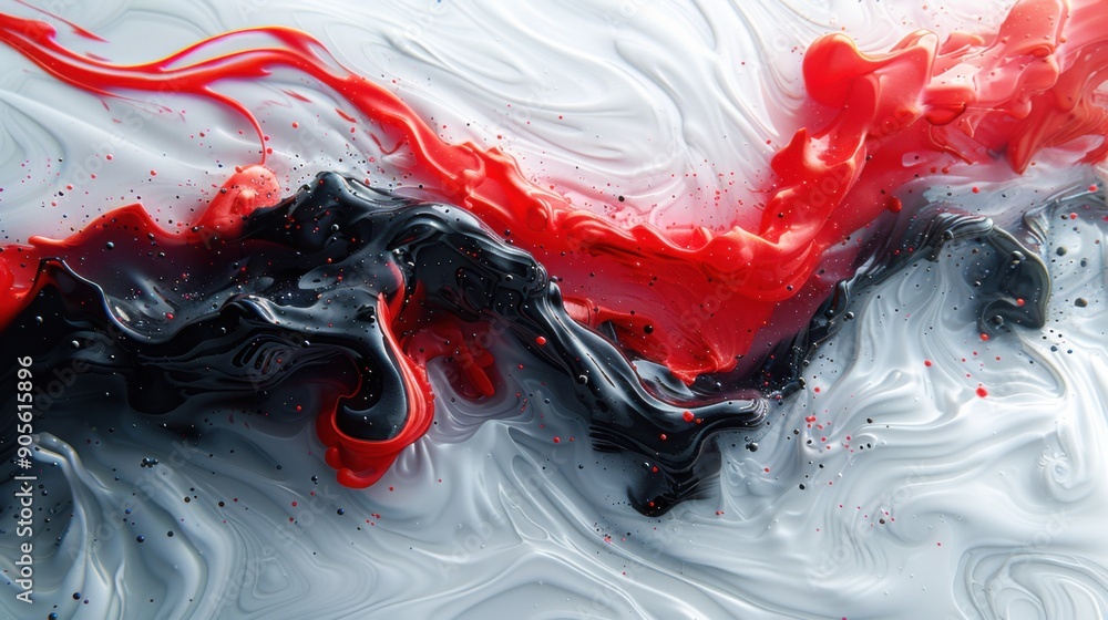 Wall mural 3d red and black liquid