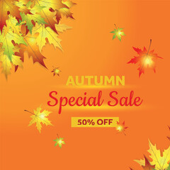 Autumn sale. Autumn background for designs. Backgrounds for postcards, banners, posters, postdates, invitations. Background with autumn leaves	