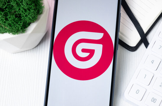 New York, USA - 1 August 2024: Global Social Chain GSC Logo on Phone Screen, Crypto Coin Icon