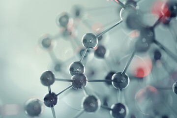 Obraz premium 3d background with molecular model of atomic structure of a single atom. shallow depth of field.