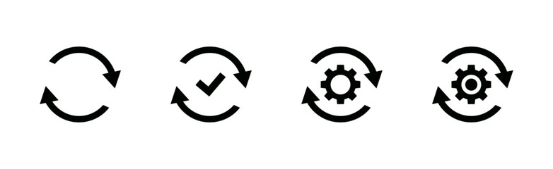 Sync processing icon set.Cicle arrow with gear wheel.Vector design