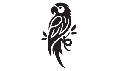 Elegant Black Parrot Silhouette - Vector Art Illustration © sicreativity