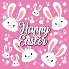 Happy easter car Bunny and easter eggs Vector