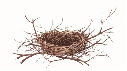 Fototapeta premium illustration, empty nest, hate, flat design, isolated on white background