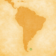 Ocher map of South America - Falkland Islands