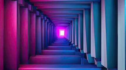 Fototapeta premium A sci-fi gradient tunnel transitioning from deep blues to bright purples, evoking a sense of adventure and futuristic exploration