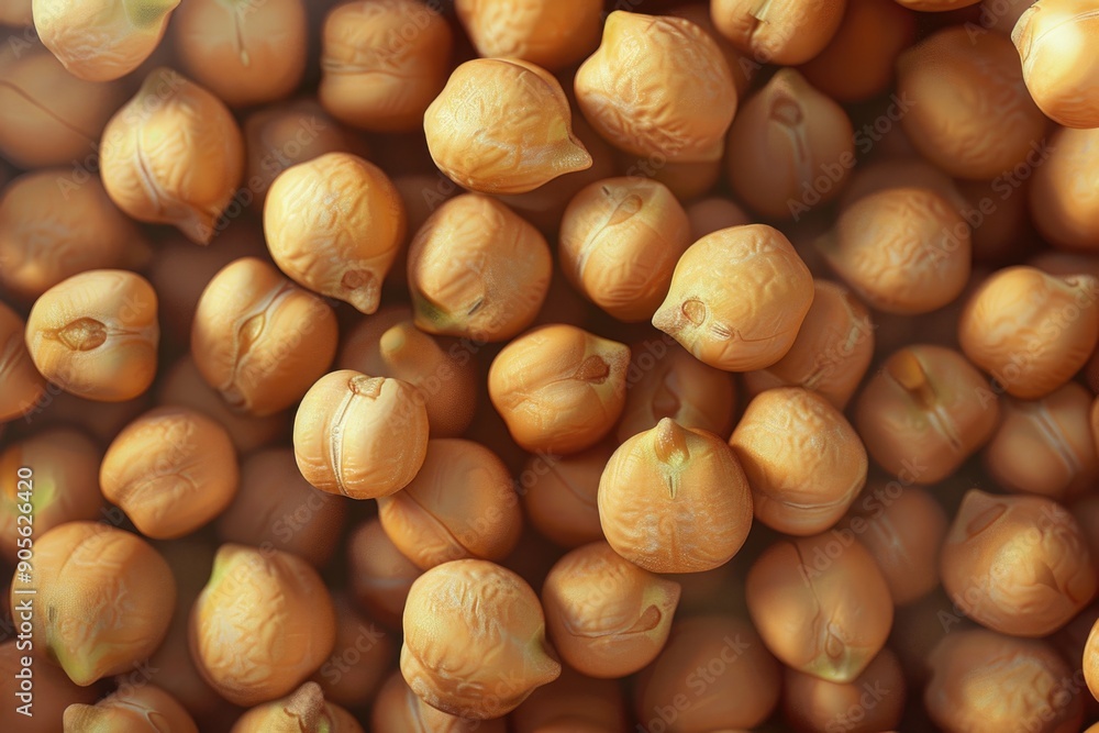 Poster a close up of a bunch of nuts, including cashews and peanuts. the nuts are all different sizes and s