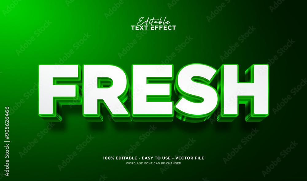 Poster editable fresh text effect, 3d vector mock up