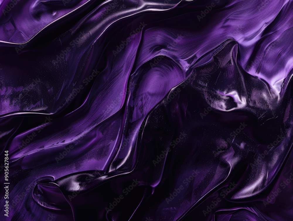 Poster a purple fabric with a shiny, metallic texture. the fabric is draped over a surface, creating a sens