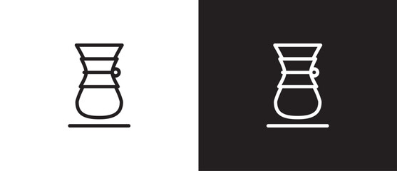 Cheex drip coffee icon, Coffee brewing methods. Ways to brew coffee vector illustration in black and white background. Eps10.