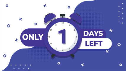 1 day left countdown banner template design with timer vector 