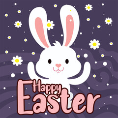 Happy easter car Bunny and easter eggs Vector