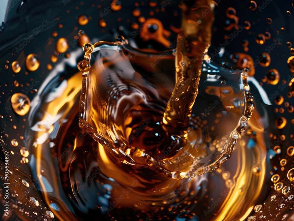 Poster a splash of liquid is pouring out of a cup, creating a beautiful and mesmerizing effect. the image c