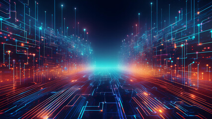 Fototapeta premium Digital background perfect for tech processes, neural networks, artificial intelligence, data transfer and security, digital storage