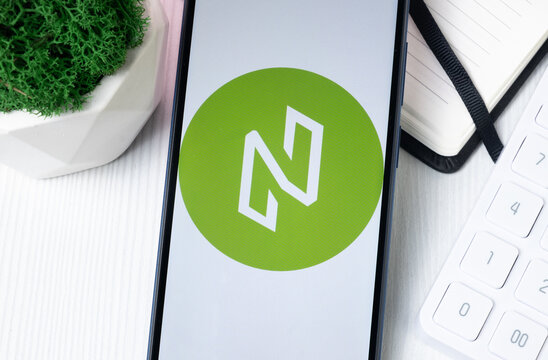 New York, USA - 1 August 2024: NULS Logo on Phone Screen, Crypto Coin Icon