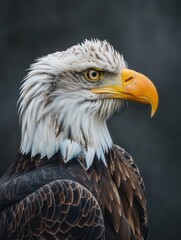 Fototapeta premium Majestic Bald Eagle Portrait Against Black Background