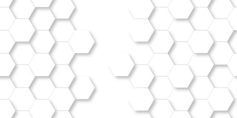Naklejka premium Abstract white 3d hexagon light creative digital concept vector surface grid hexagonal tile and mosaic background. vector illustration geometry science and technology cover web white honeycomb texture