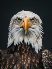Obraz premium Majestic Bald Eagle Portrait Against Black Background