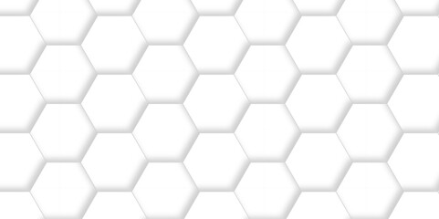 Abstract white 3d hexagon light creative digital concept vector surface grid hexagonal tile and mosaic background. vector illustration geometry science and technology cover web white honeycomb texture