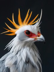 Vivid Portrait of Secretary Bird with Fiery Orange Crest
